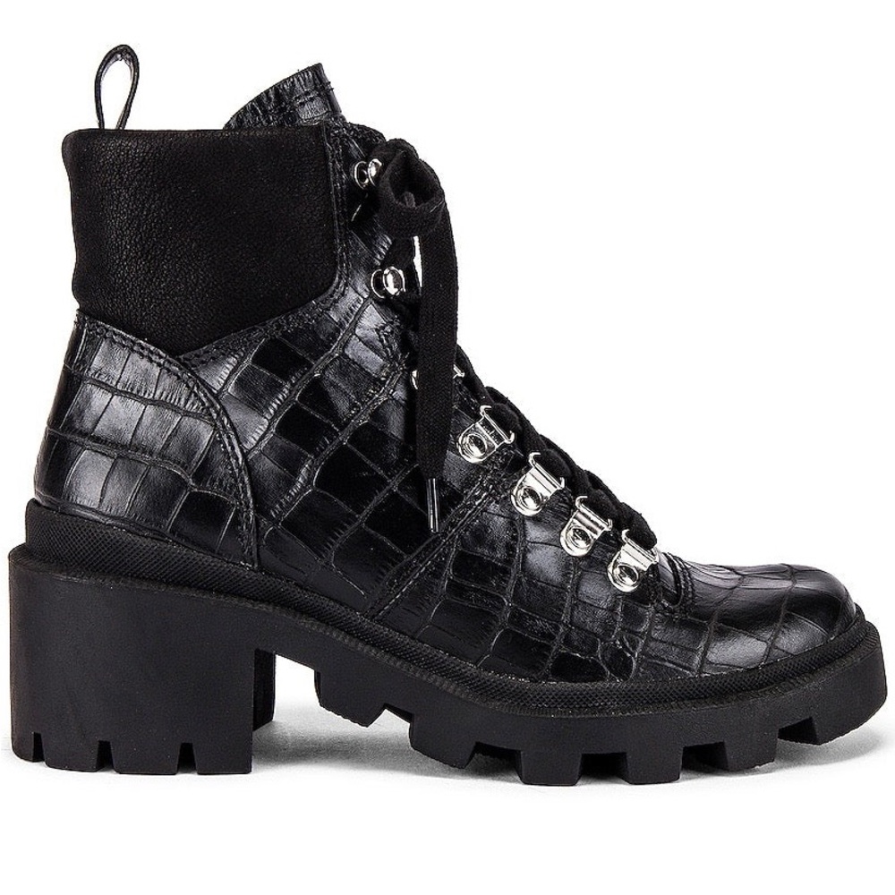 Dolce Vita Black Croc-Patterned Moto Boots